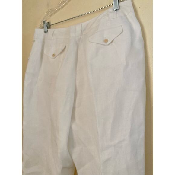 Talbots Irish Linen Petite Pants Cropped Size 16P White Fully Lined NWOT - Picture 6 of 7